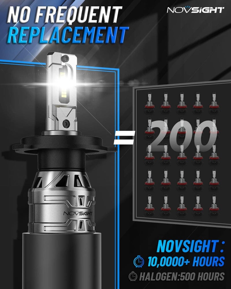 NOVSIGHT مصابيح H4/HB2/9003 المحسّنة، سطوع 400% لمصابيح الضباب H4، تركيب سريع HB2/9003، عبوة من 2 - Image 4